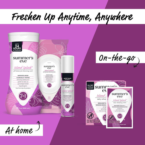 Summer's 12 Eve Feminine Wipes, Island Splash, Individually Wrapped Vaginal Wipes, Feminine Care to Help Remove Vaginal