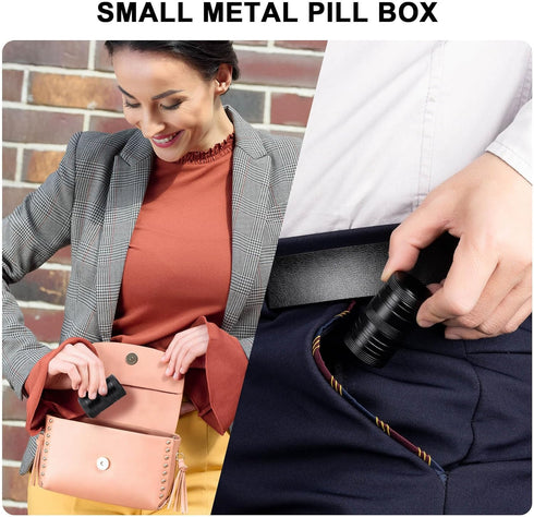 Small Daily Metal Pill Box, Waterproof Pill Container, Portable Medicine Holder for Vitamins, 1 Pack