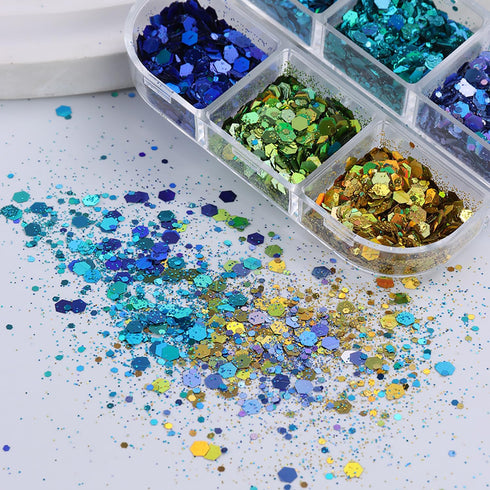 Laser Nail Art Sequins, 3D Irregular Multi-Shaped Glitter Flakes for Manicure Decoration, Nail Art Supplies Kit