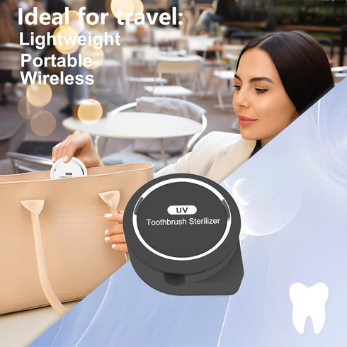 UV Light Toothbrush Cleaner and Holder, Portable Rechargeable Case with Fan Drying for Electric & Manual Toothbrushes
