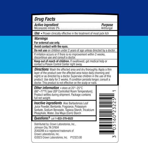 Zeasorb Super Absorbent Antifungal Treatment Powder, Dermatologist Recommended for Jock Itch, 2.5 oz bottle