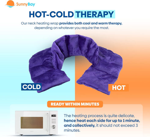 SunnyBay Microwave Heating Pad - Microwavable Neck and Shoulder Wrap for Upper Back Pain Relief, Purple