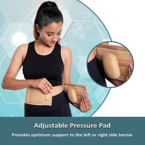 Wonder Care Umbilical Hernia Support Belt Abdominal Binder for Belly Button Hernias, Beige (L, 36"-40")