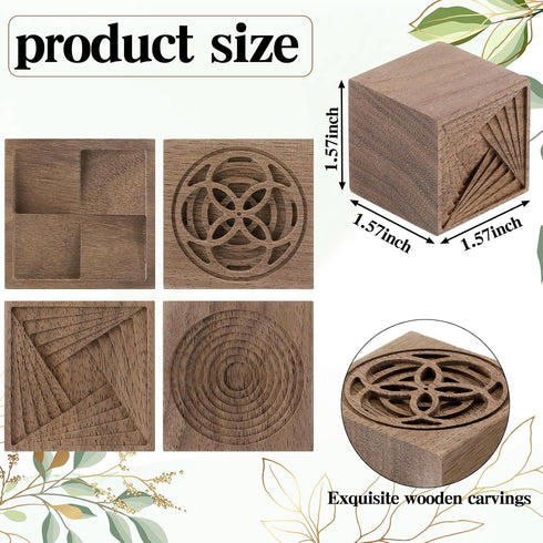 Leinuosen 4 Pcs Wooden Essential Oil Diffuser Square Diffuser Wooden Grain Portable Air Freshener for Car Aromatherapy