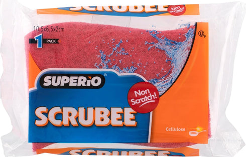 Non-Scratch Cellulose Kitchen Scrub Sponge with Scouring Pad Set, Pack of 2 for Non-Stick Cookware