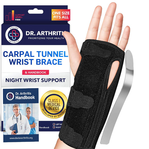 Dr. Arthritis Day & Night Support Carpal Tunnel Wrist Brace, Adjustable Hand Splint with Cushion Padding for Pain