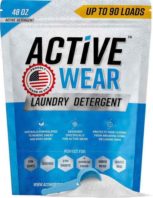 Active Wear Laundry Detergent & Soak - Natural Performance Concentrate Enzyme Booster Deodorizer for 90 Loads