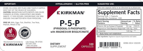 Kirkman – P-5-P (Pyridoxal 5-Phosphate) with Magnesium Bisglycinate - Hypoallergenic