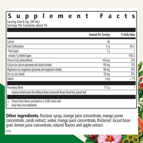 Floradix by Salus Calcium & Magnesium Liquid Herbal Supplement with Vitamin D, Zinc & Magnesium Citrate, 17 oz