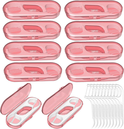10 Pack Mini Floss Picks, Flosser Dispenser Dental Floss Case, Portable Toothpicks with Travel Case for Teeth Cleaning