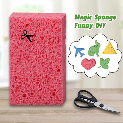 Cellulose Heavy Duty Non-Scratch Kitchen Scrub Sponges, Colorful Compressed Dish Scrubber Sponge, 6pcs for Household,