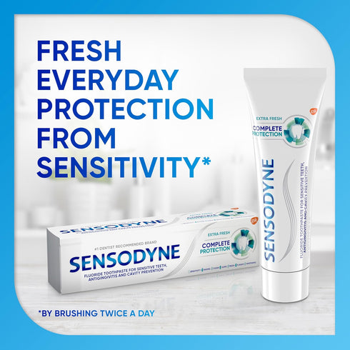 Sensodyne Complete Protection Sensitive Toothpaste, Extra Fresh for Gingivitis & Sensitive Teeth - 3.4 Ounces