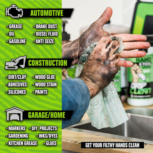 Grip Clean Cleaning Wipes – Heavy-Duty Hand Cleaner for Mechanics, 30ct Citrus Scented