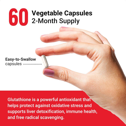 FORCE FACTOR Glutathione Supplement, 500mg Antioxidant with Reduced Glutathione, Vegan, Non-GMO, 60 Vegetable Capsules