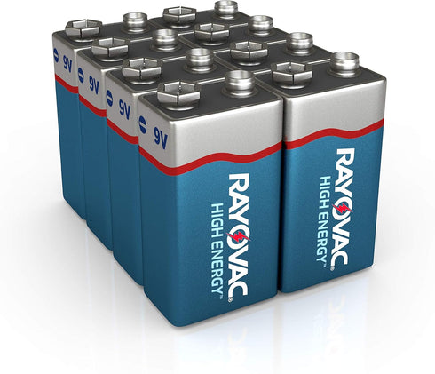 Rayovac High Energy 9V Batteries, Alkaline 9 Volt, 8 Pack