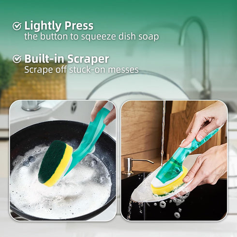 Set, Dishwand Sponge Refills Soap Control Handle, Dish wand Sponges Refill Non Scratch, Sponge Replacement Scrub Brush