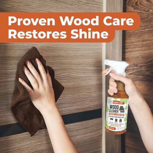 Mighty Mint Wood Cleaner and Conditioner, Non-Toxic Spray Cleans and Renews Wood, Natural Peppermint Scent, 16oz