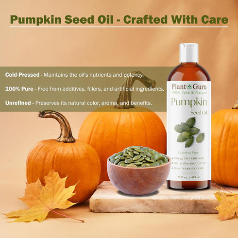 Pumpkin Seed Oil, 16 oz Virgin, Unrefined Cold Pressed 100% Pure Natural Moisturizer for Skin, Face, Body, Hair