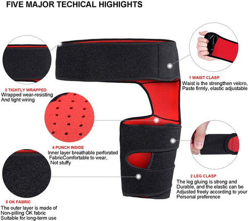 Groin Support Hip Brace for Sciatica Pain Relief, Hip Brace Groin Support Wrap for Quadriceps Thigh Hamstring Compression Sleeve Hip Arthritis Pulled Muscles Joint Sciatica Groin Strap for Women Men