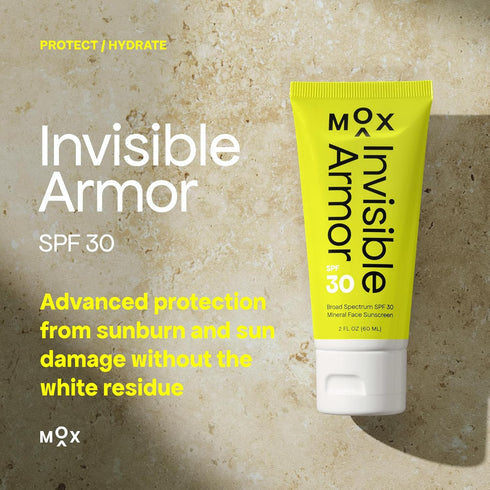 Mox Invisible Armor SPF 30 Sunscreen, 2.0 oz, Daily Mineral Zinc Oxide with Moisturizing Shea Butter