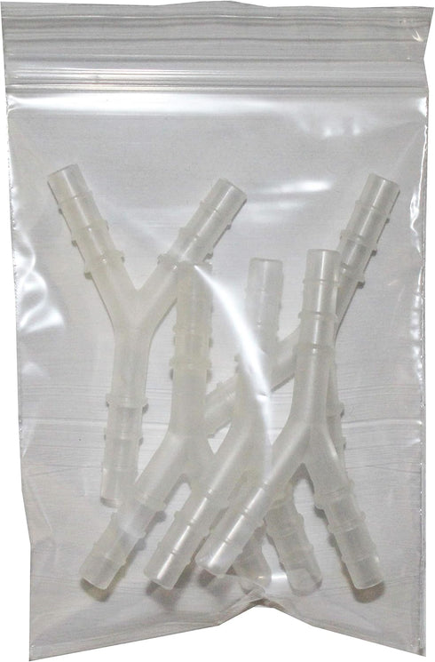 Y Tubing Connector for Oxygen & Aerosol Therapy - Male to Male - 5 Pack