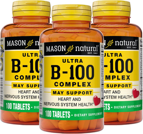 MASON NATURAL Ultra B-100 Complex, 300-day Supply for Immune Support and Energy Metabolism, 3 Pack