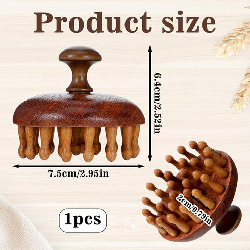 Xelsluthe Wooden Scalp Massager Head Massage Hair Brush, Manual Hair Scalp Scrubber Massager Tool, Gua Sha Brushes Body