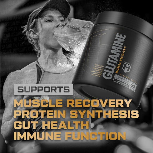 HOSSTILE Glutamine Powder for Men & Women, Fermented L Glutamine for Muscle Recovery, Unflavored, 60 Servings
