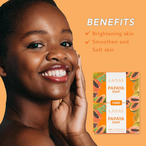 Papaya Exfoliating Soap, Hydrating Face Moisturizer with Niacinamide, Shea Butter, Aloe Vera - Sensitive Skin Soap,