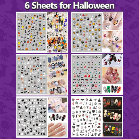 TailaiMei 18 Sheets Holiday Nail Stickers, Seasonal Nail Art Decals for Fall and Winter DIY Nail Decorations