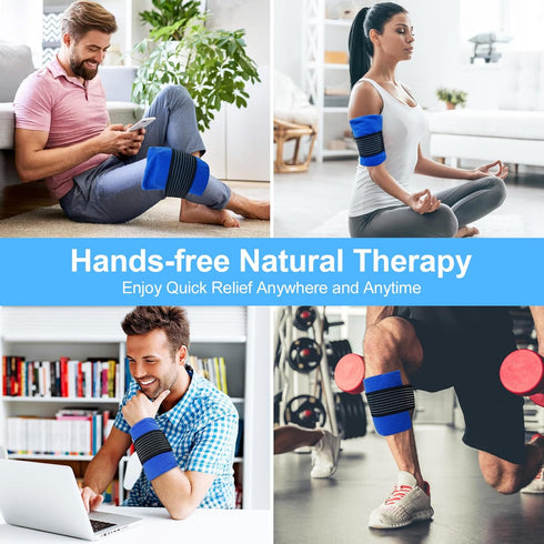 Reusable Gel Ice Packs for Injuries - 2 Pack with Wrap, 6.3"x5.1", Hot Cold Soft Flexible Ice Freezer Pack, Cold
