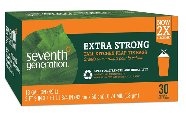 Seventh Generation Tall Kitchen Trash Bags, 30 Bags, 13 gal