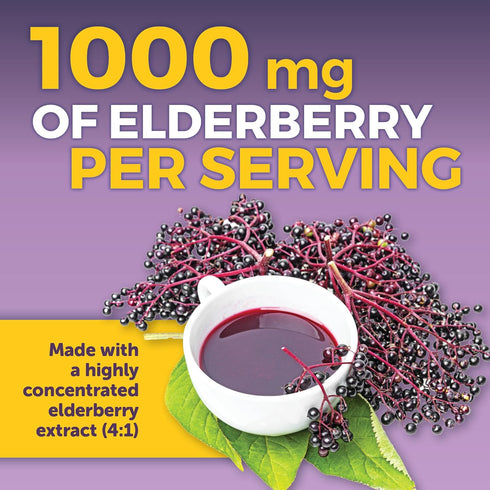 Viva Naturals 4-in-1 Daily Immune Support Supplement, 120 Capsules - 1000mg Sambucus Black Elderberry, Zinc, Vitamin C