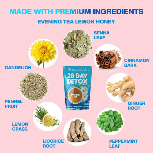 Skinny Boost Evening Detox Tea, 14 Tea Bags, Supports Detox and Cleanse, 100% All Natural, Vegan, Non GMO