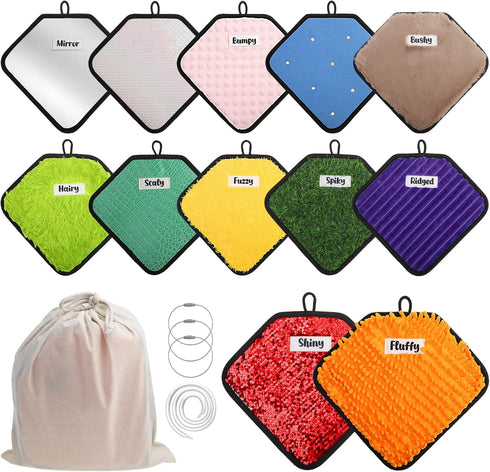 WSICSE 12 Labeled Sensory Mats, Diamond Shape Sensory Toys for Kids with Autism,