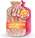 XL Hot Water Bottle with Cover - 3.5L Pink Hot Water Bag for Pain Relief, Washable Soft Faux Fur