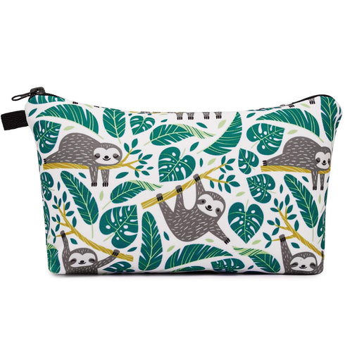 WANDF Cosmetic Bag for Women, Small Mini Makeup Organizer Pouch, Water Resistant Gift (Sloths)