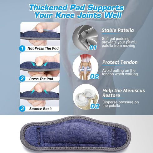 IPOW Embroidery Patellar Tendon Support Strap (2 Pack) for Knee Pain Relief, Knee Braces for Running