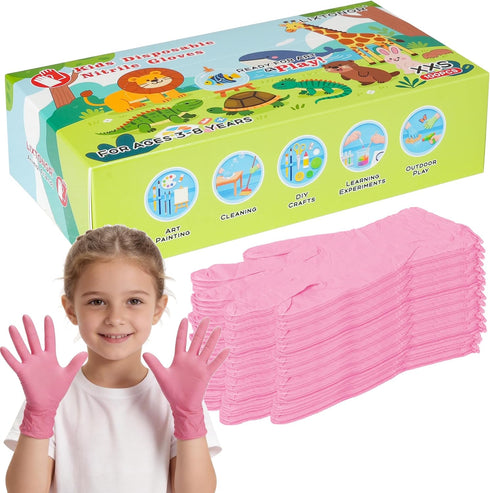LIXTONGR Kids Nitrile Gloves Disposable, Latex Free & Powder Free(4 Mil), Toddler Gloves