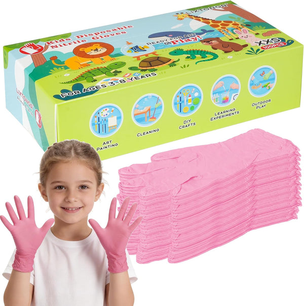 LIXTONGR Kids Nitrile Gloves Disposable, Latex Free & Powder Free(4 Mil), Toddler Gloves