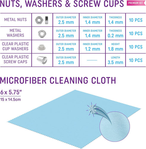 SQV Glasses Repair Kits - 9 Types Replacement Nose Pads, Mini Screws, Stick on Pad, Screwdriver, Anti-Slip Strap,