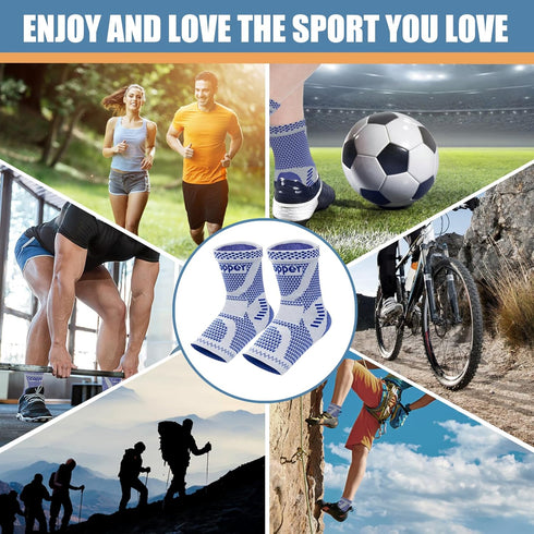 Copper Ankle Brace - Copper Infused Compression Sleeve for Men & Women, Foot Pain Relief, Sprained Ankle (Blue XL)