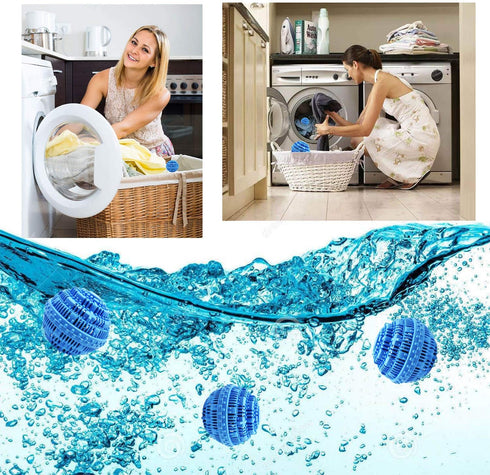 Eco-Friendly Laundry Balls, 2Pcs Premium Washing Ball, All Natural Detergent, 2000 Washing Cycle, 2Pack (Blue)