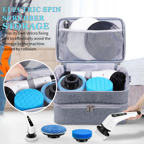 Portable Organizer Storage Bag for Electric Spin Scrubber Cleaning Brush, Carry Case for Bathroom Floor Windows