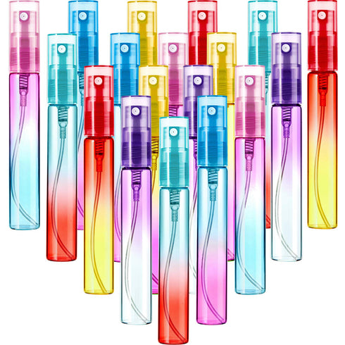 Patelai 18 Pieces Mini Perfume Spray Bottles, 8 ml Atomizer Portable Travel Mister in Colorful Glass