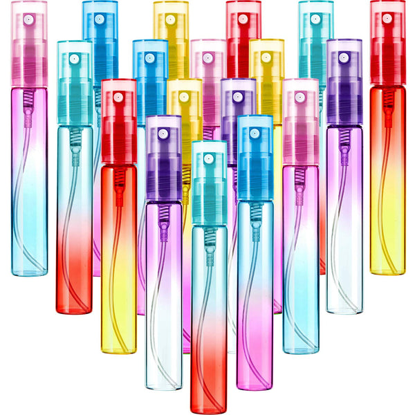 Patelai 18 Pieces Mini Perfume Spray Bottles, 8 ml Atomizer Portable Travel Mister in Colorful Glass