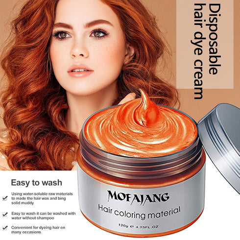 Temporary Hair Color Wax Orange 4.23 oz - Instant Hairstyle Cream Pomades for Party Cosplay, Easy Cleaning