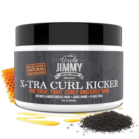 Uncle Jimmy Curl-Kicker Hair Cream for Men - Medium Hold Styling Cream with Black Seed Oil and Honey, 8 Fl Oz