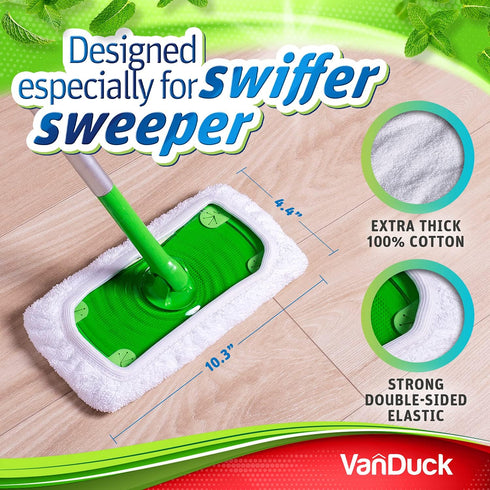 Reusable 100% Cotton Mop Pads - 8-Pack Compatible with Swiffer Sweeper Mops, Washable for Wet & Dry Use