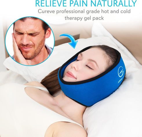 Face Ice Pack Wrap for TMJ Relief - 4 Reusable Hot & Cold Gel Packs for Mouth, Oral & Facial Surgery Pain